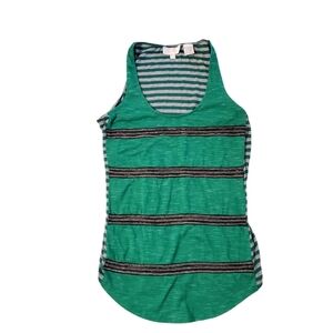 Miss Me Women's Green Stripe Sequin Tank Top Large